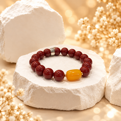 Cinnabar Bracelet with Beeswax Amber