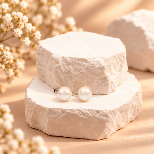 Classic Large Pearl Stud Earrings