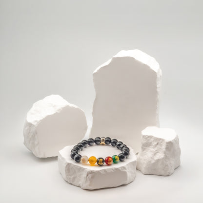 Black Agate Bracelet with Five Roads God of Wealth