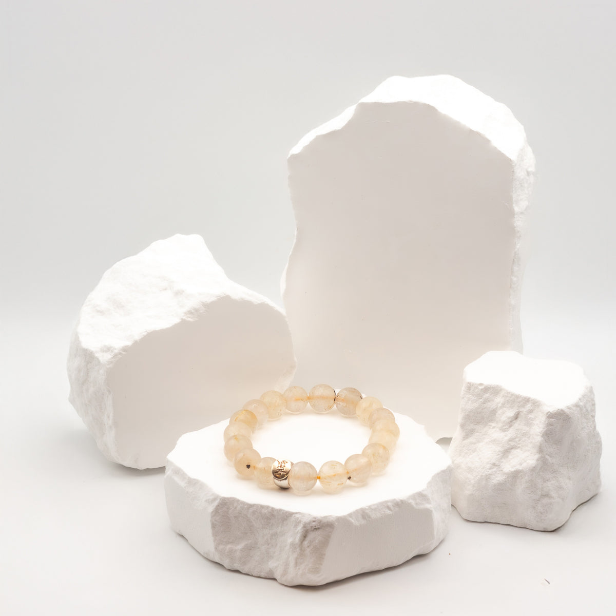 Golden Rutilated Quartz Bracelet with Aquamarine