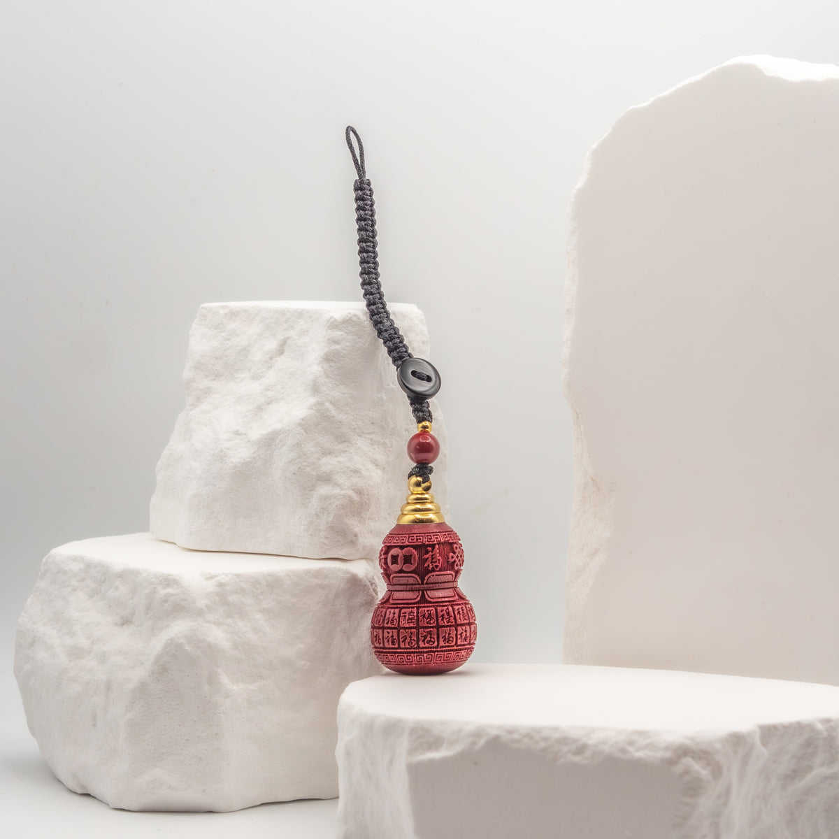 Thousand Blessings Cinnabar Gourd Pendant