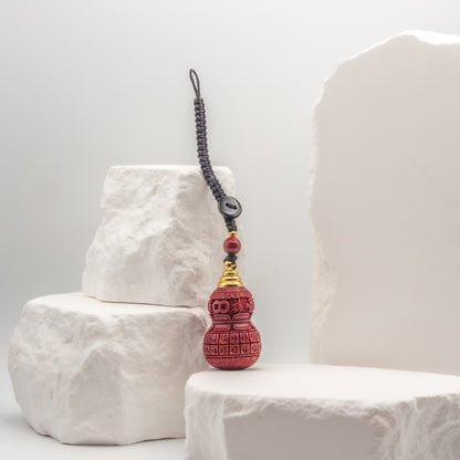 Thousand Blessings Cinnabar Gourd Pendant