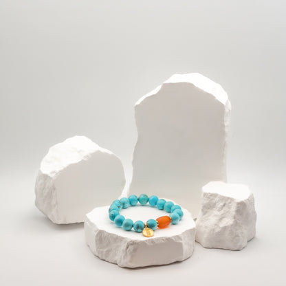 Turquoise Bracelet with Beeswax Amber