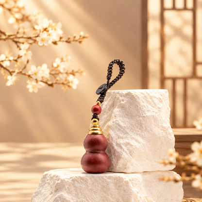 Classic Smooth Cinnabar Gourd Pendant