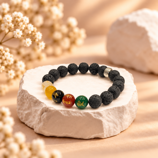 Five Gods of Wealth Lava Stone Bracelet