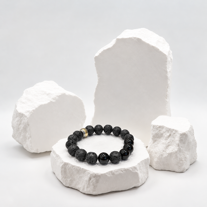 Lava Stone Bracelet with Black Obsidian