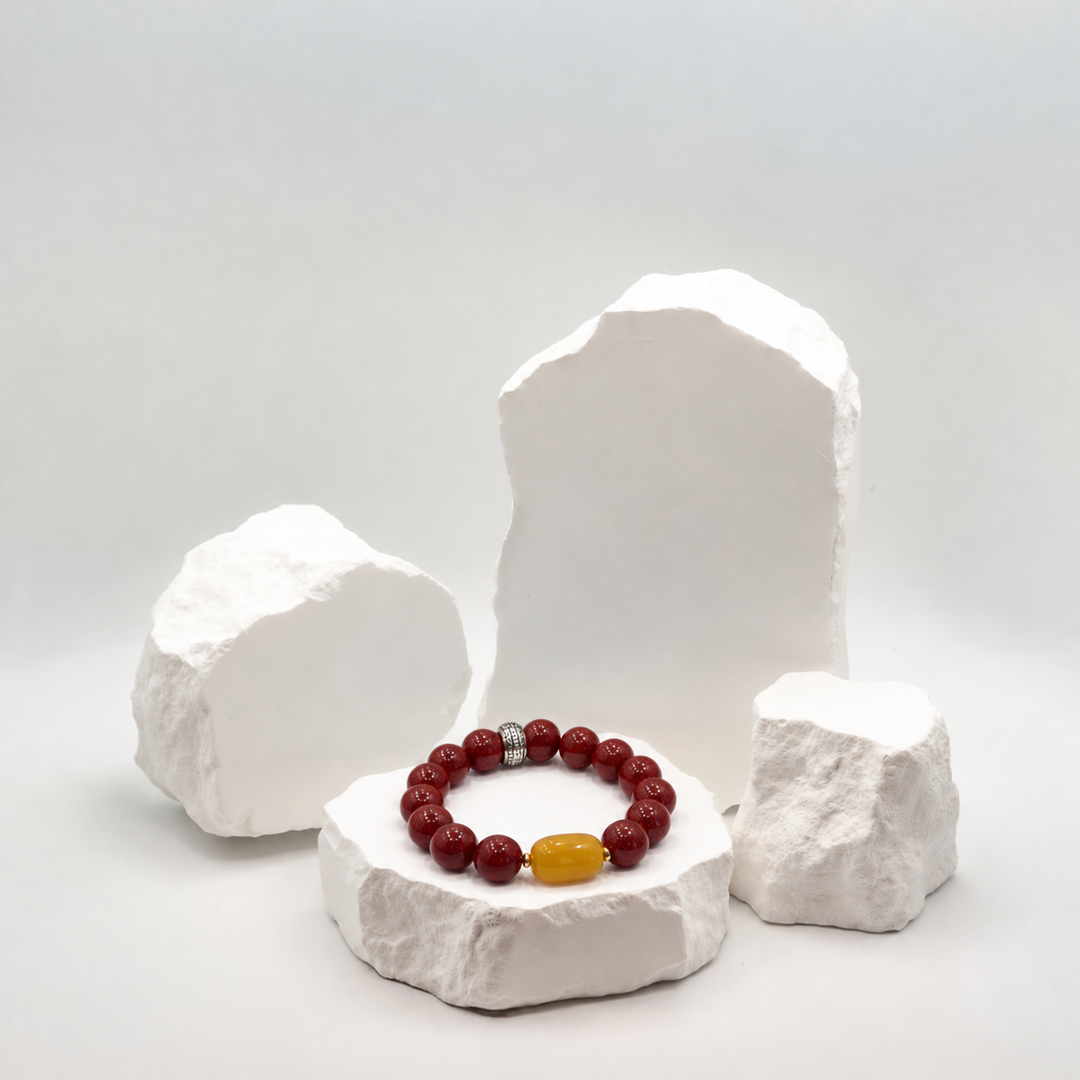 Cinnabar Bracelet with Beeswax Amber