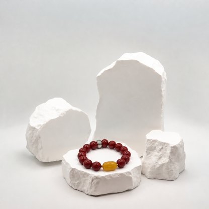 Cinnabar Bracelet with Beeswax Amber