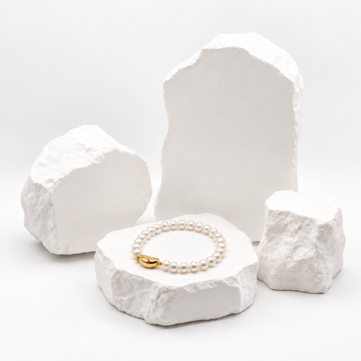 Pearl Bracelet with Golden Yuanbao Charm