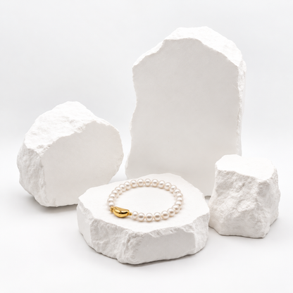 Pearl Bracelet with Golden Yuanbao Charm