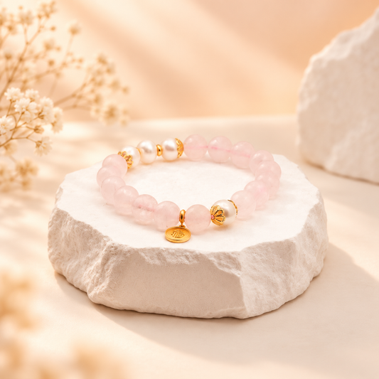 Rose Quartz & Pearl Bracelet
