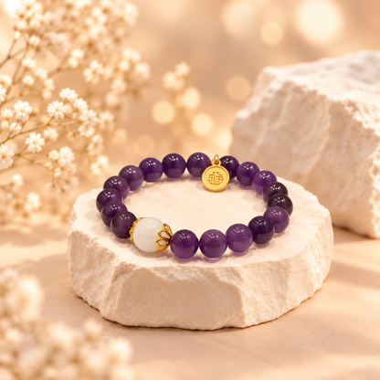 Amethyst Bracelet with Hanbaiyu White Marble
